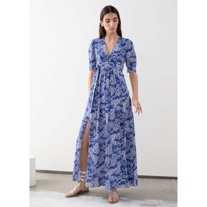 & Other Stories Coffee Bean Maxi Dress Blue Cotton Blend